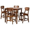 Baxton Studio Hesper Mid-Century Modern Wood and Rattan 5-Piece Pub Set - 2 of 4