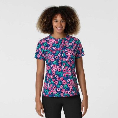 Wink Fashion Prints Women's Round Neck Tuck-In Scrub Top