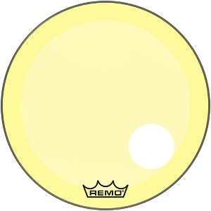 Remo Powerstroke P3 Colortone Yellow Resonant Bass Drum Head With 5" Offset Hole - 1 of 2