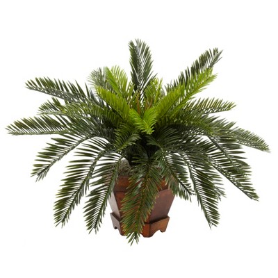 Nearly Natural Cycas with Hexagon Vase Silk Plant