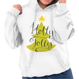 Holiday Christmas Tree Holly Jolly Hoodie Sweatshirt Women Brisco Brands - 1 of 4
