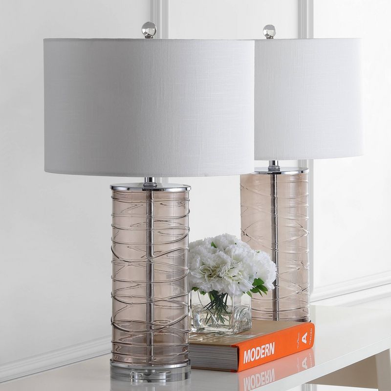 (Set of 2) 27.5" LED Glass Fused Cylinder Table Lamps - JONATHAN Y, 4 of 8