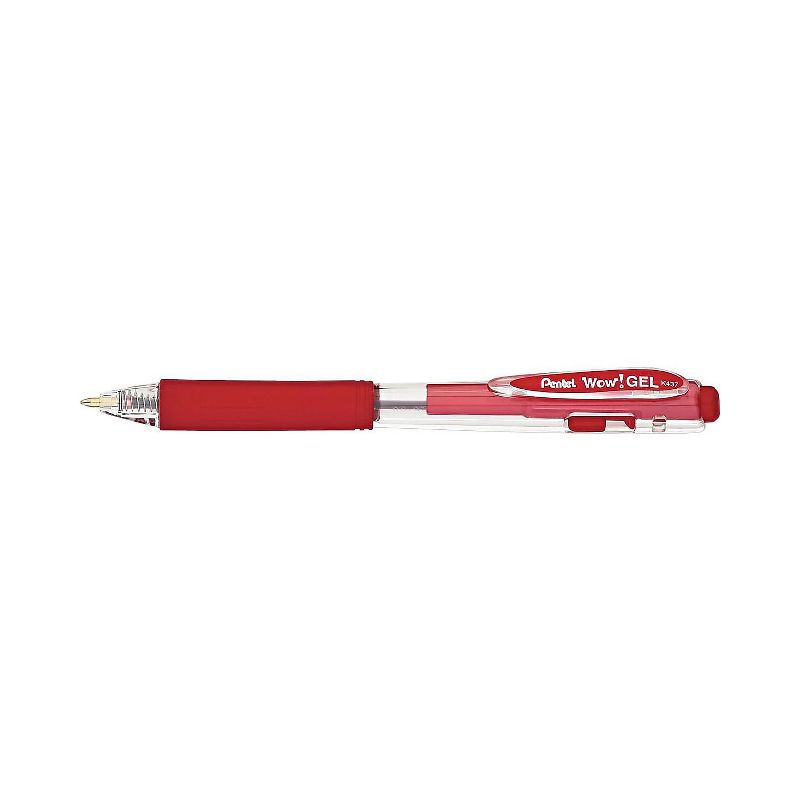 Pentel WOW! Retractable Gel Pen .7mm Trans Barrel Red Ink Dozen K437B, 3 of 5