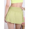 Anna-Kaci Active Women's Wide Waist Band Side Ruched Short Lining Tie Skirt - 3 of 3