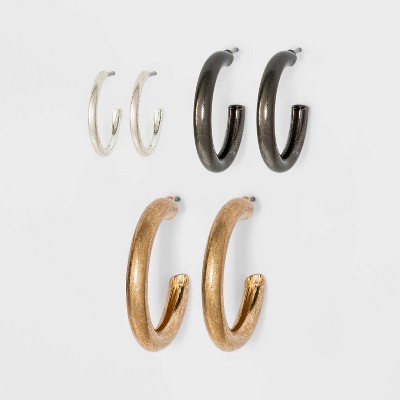 Tubular Hoop Earring Set 3pc - Universal Thread™