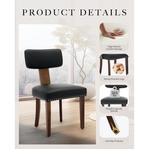 Dining Chairs Set,Modern Leather Kitchen Chairs,Upholstered Side Chairs,Curved Backrest Dining Chairs with Hardwood Frame,Wood Legs and Nailhead Trim - 1 of 4