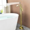 Cobbe Brushed Gold Floor Standing Tub Faucet Single Handle Freestanding Tub Filler with Swivel Spout Hand Shower and 59-Inch Hose - 4 of 4