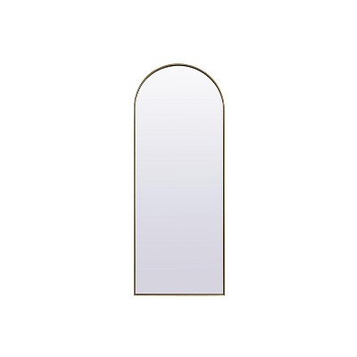 Elegant Lighting Metal Frame Arch Full Length Mirror 28x74 Inch in Brass