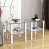 2 PCS Square Glass Side Table, Modern Two Layer End Table Set of 2 with Tempered Glass Tabletop, Tea Table - 2 of 4