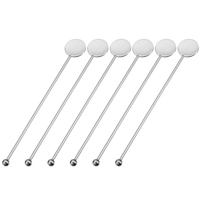 Unique Bargains Stainless Steel Drink Coffee Cocktail Stirrers Swizzle Sticks 6 Pcs