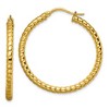 Chisel Stainless Steel Polished and Textured Yellow IP-plated Hollow Hoop Earrings - 2 of 4