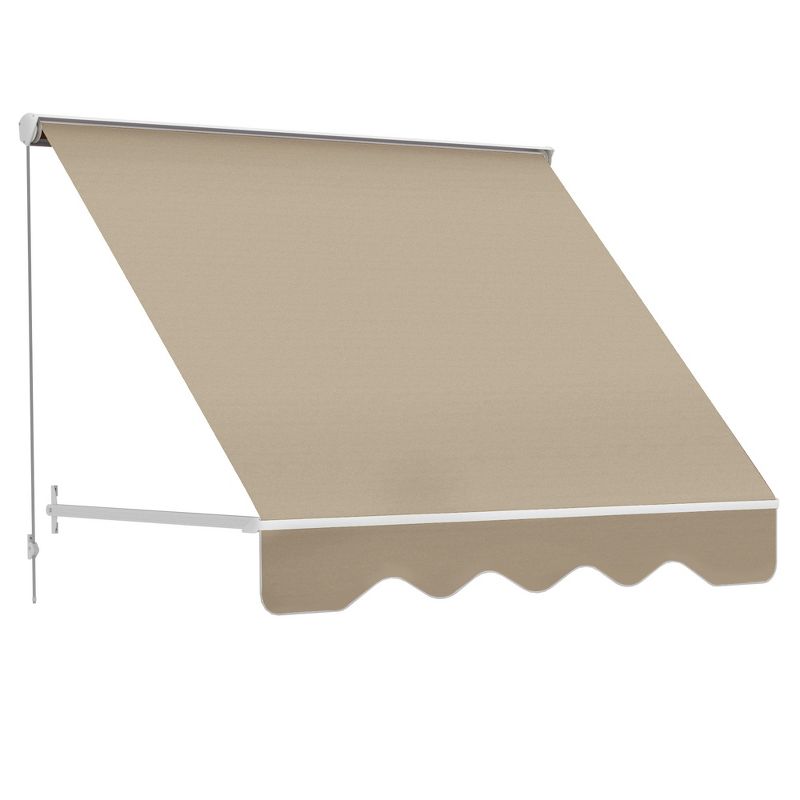 Outsunny 4' Arm Manual Retractable Sun Shade Patio Window Awning with Large Shade Area & Smooth Opening Crank, 1 of 9
