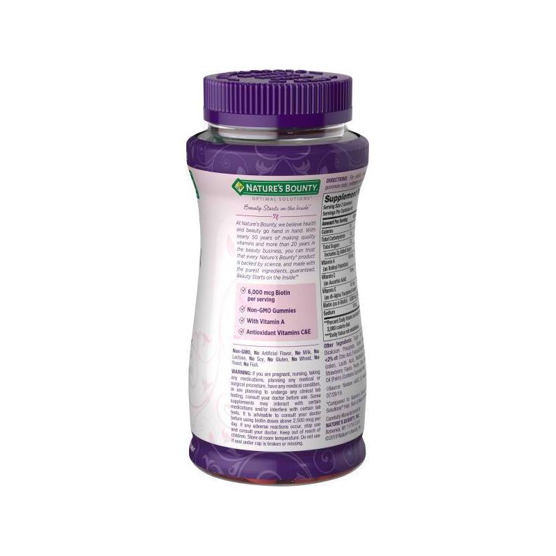 Nature&#39;s Bounty Optimal Solutions Advanced Hair, Skin &#38; Nails Gummies with Biotin - 80ct, 4 of 9