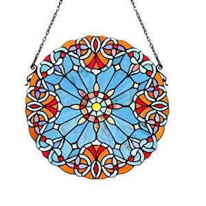 CHLOE Lighting AMIYA Tiffany-style Victorian Stained Glass Window Panel 20Inch Height - 1 of 4
