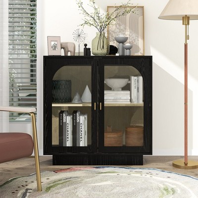 31.1"Storage Cabinet with Acrylic Door for Living Room, Dining Room, Study,White