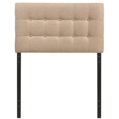 Beige Tufted Upholstered Twin Headboard with Button Detail