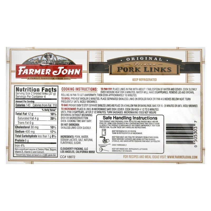 Farmer John Classic Pork Sausage Links - 8oz/8ct, 2 of 6