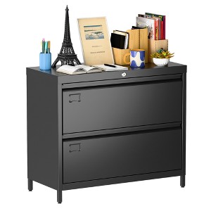 SUXXAN 2 Drawer Metal File Cabinet, with Standing Feet and Card Slot, 29.53" H X 34.5" L X 15.75" W, Assembly Required - 1 of 4
