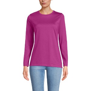 Lands' End Women's Relaxed Supima Cotton Long Sleeve Crew Neck T-Shirt - 1 of 4