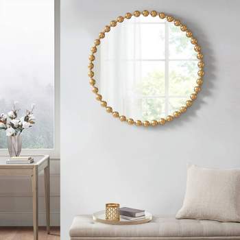 36" Dia Marlowe Round Decorative Wall Mirror Gold