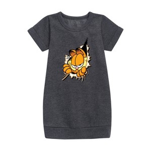- Garfield - Peeking Out Graphic Short Sleeve Fleece Dress - 1 of 3