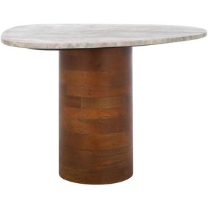 Mono Medium Marble Side Table - ACC2907A - Off White Marble/Walnut - Safavieh - 1 of 4