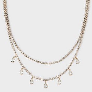 Multi-Strand Cupchain Necklace - A New Day™ Gold/Clear - 1 of 4