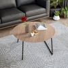 LeisureMod Pembroke Mid-Century Modern Round Coffee Table with Powder-Coated Iron Frame, Natural Wood Top - 2 of 4