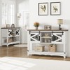 Console Table with Storage - White Entryway Table with Sliding Barn Doors & Open Shelves (46"W) for Living Room, Hallway - 3 of 4