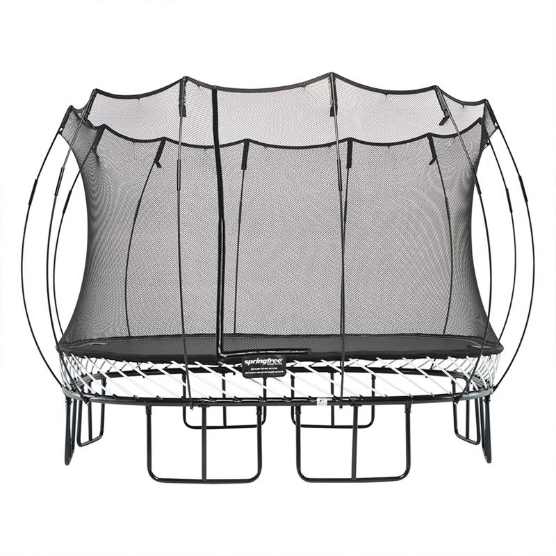 Springfree Trampoline Kids Large Square Trampoline with Safety Enclosure Net and SoftEdge Jump Bounce Mat for Outdoor Backyard Bouncing, 1 of 10