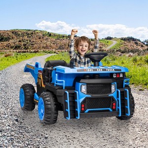 24V Kids Ride on Dump Truck with Electric Dump Bed, 2-Seater Electric Truck Car w/Remote Controlfor Kids - 1 of 4
