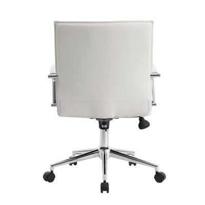 Elevate Chrome Base White Vinyl Task Chair with Fixed Arms