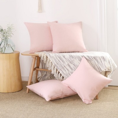 Deconovo 4 Pack Faux Linen Pillow Covers with Hidden Zipper