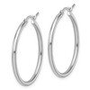 Black Bow Jewelry 2mm Round Hoop Earrings in 14k White Gold, 30mm (1 3/16 Inch) - 2 of 4