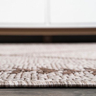 Handwoven Mid-Century Modern Beige/Brown Synthetic Area Rug