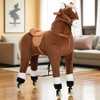 Mshliw Kids Ride-On Walking Horse Toy with Rolling Wheels, Plush Body, Pedals, and Saddle for Big Kids Ages 5-16, 130 lb Capacity, Halloween gift - 2 of 4