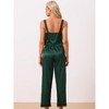 cheibear Women's Satin Lace Trim Cami with Long Pant 2 Pieces Pajama Set - 3 of 4