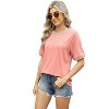 Womens Summer Basic T-Shirts Short Sleeve Color Block Blouse T Shirts Crewneck Comfy Casual Tee Tops - 4 of 4