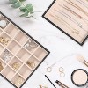 Set of 4 Stackable PU Leather Jewelry Trays with Lids, Drawer Organizer Inserts for Earrings & Watches, Black - 2 of 4