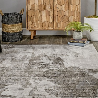 Light Brown Abstract Reversible Synthetic Area Rug