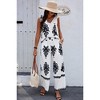 I am a Fashion Junky Floral Knot Shoulder Sleeveless Elastic Waist Sets - 4 of 4