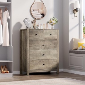5 Drawer Dresser for Bedroom, Modern Wood Grain Chests of Drawers, with Deep Drawers & Metal Knobs, of Drawers for Bedroom, Entryway - 1 of 4