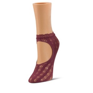 Memoi Women's Floral Net Mary Jane Loafer Socks - 1 of 1