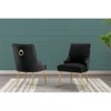 Set of 2 Black Velvet Upholstered Chairs with Iron Gold Chrome Legs - 2 of 2