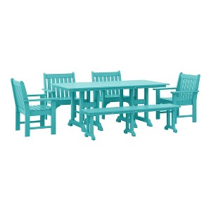 WestinTrends Malibu 6-Piece HDPE Outdoor Rectangle Dining Patio Table and Chairs Set - 1 of 4