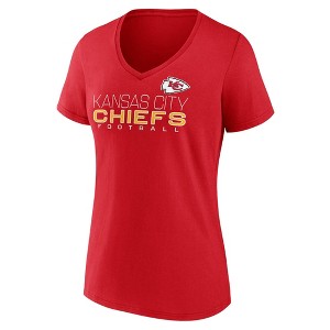 NFL Kansas City Chiefs Women's Short Sleeve V-Neck Plus Size T-Shirt - 1 of 3