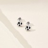 Girls' Enamel Soccer Ball Screw Back Sterling Silver Earrings - In Season Jewelry - 4 of 4