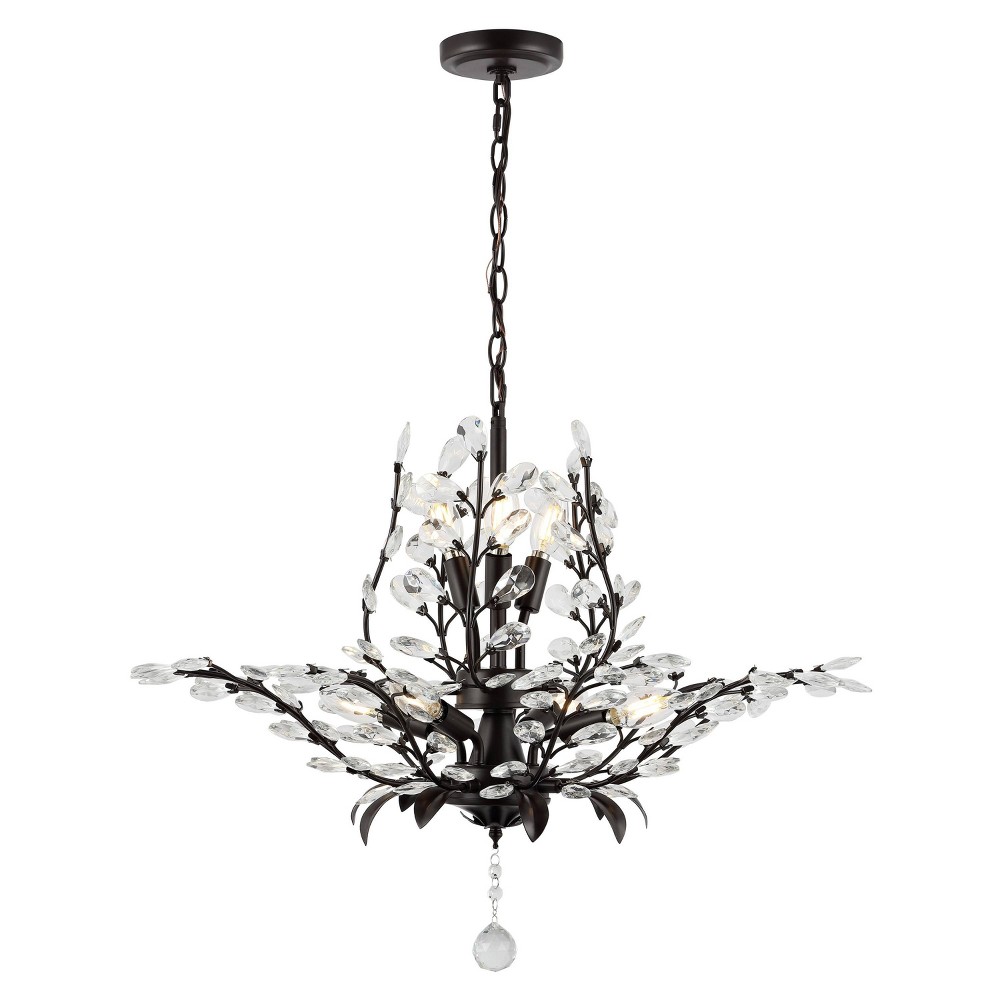 Photos - Chandelier / Lamp 28.5" 7-Light Diantha Contemporary Bohemian Iron/Acrylic LED Pendant Oil Rubbed Bronze/Clear - JONATHAN Y: ETL Listed, Adjus