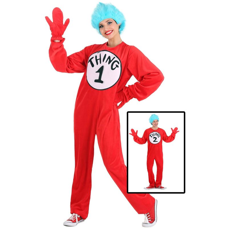 HalloweenCostumes.com Dr. Seuss Thing 1 & Thing 2 Deluxe Costume Adult., 1 of 7