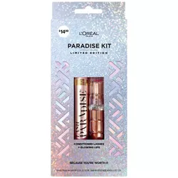 L'Oreal Paris Voluminous Lash Paradise Mascara & Glow Paradise Balm Lipstick Set - Black & Pink - 2pc